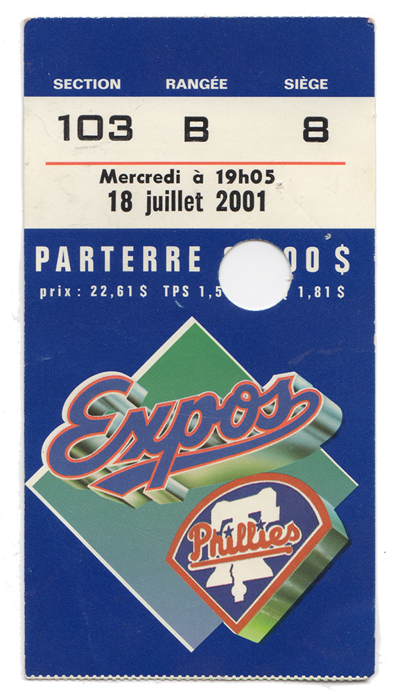20010718 Expos Baseball Ticket